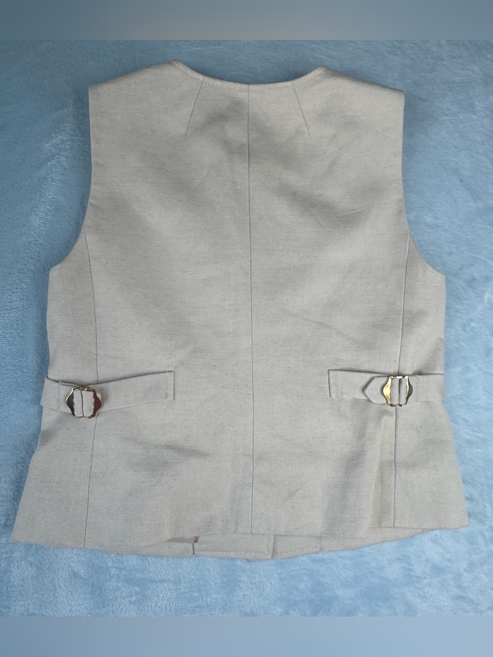 J. Crew Contrast Vest Textured Linen Blend in Dried Wheat Size 4 - Picture 5 of 15
